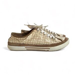 Coach Brown Sneakers Trim Suede Leather Women Size 7.5